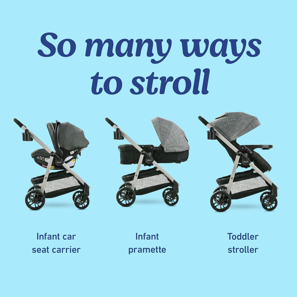 3-in-1 Baby Stroller, 3 Modes: Infant Car Seat Carrier (Car Seat Not Included), Infant Pramette to Toddler Stroller with Reversible Seat and One-Hand Fold, Redmond