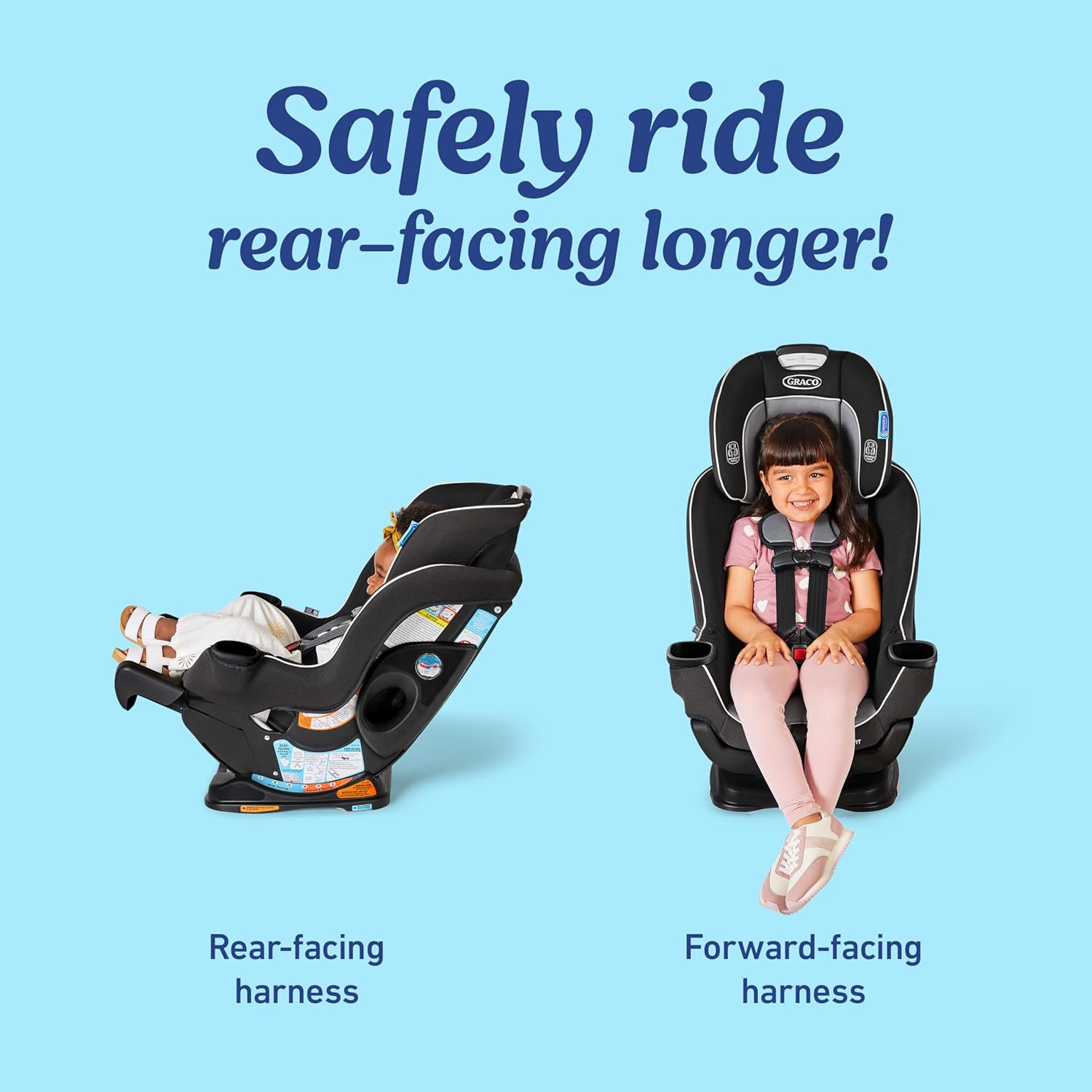 Convertible Car Seat, Rear and Forward Facing Car Seat with Adjustable Extension Panel for Extra Legroom, Great Gift for Baby Shower or Baby Registry, Gotham