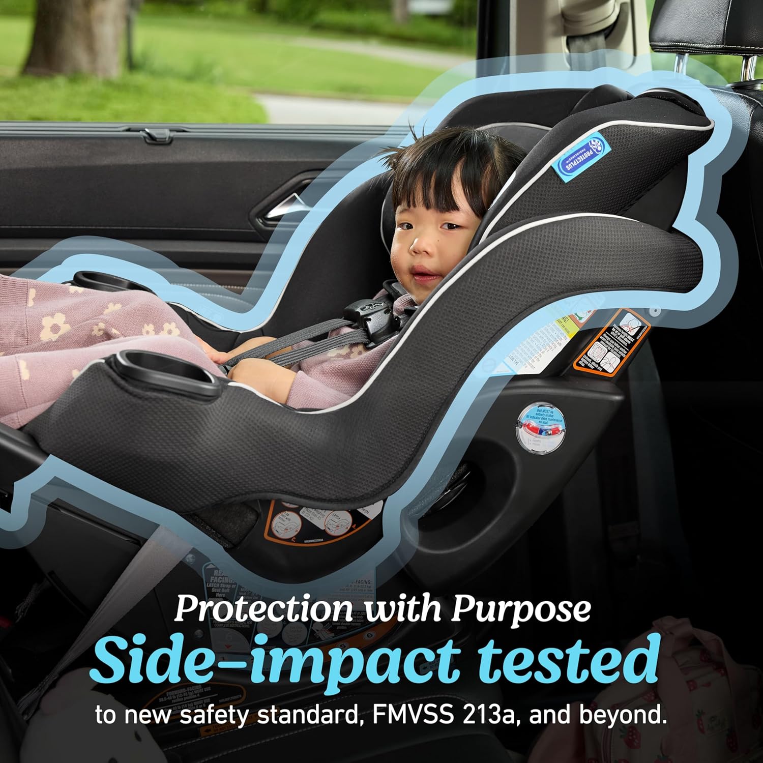 Convertible Car Seat, Rear and Forward Facing Car Seat with Adjustable Extension Panel for Extra Legroom, Great Gift for Baby Shower or Baby Registry, Gotham