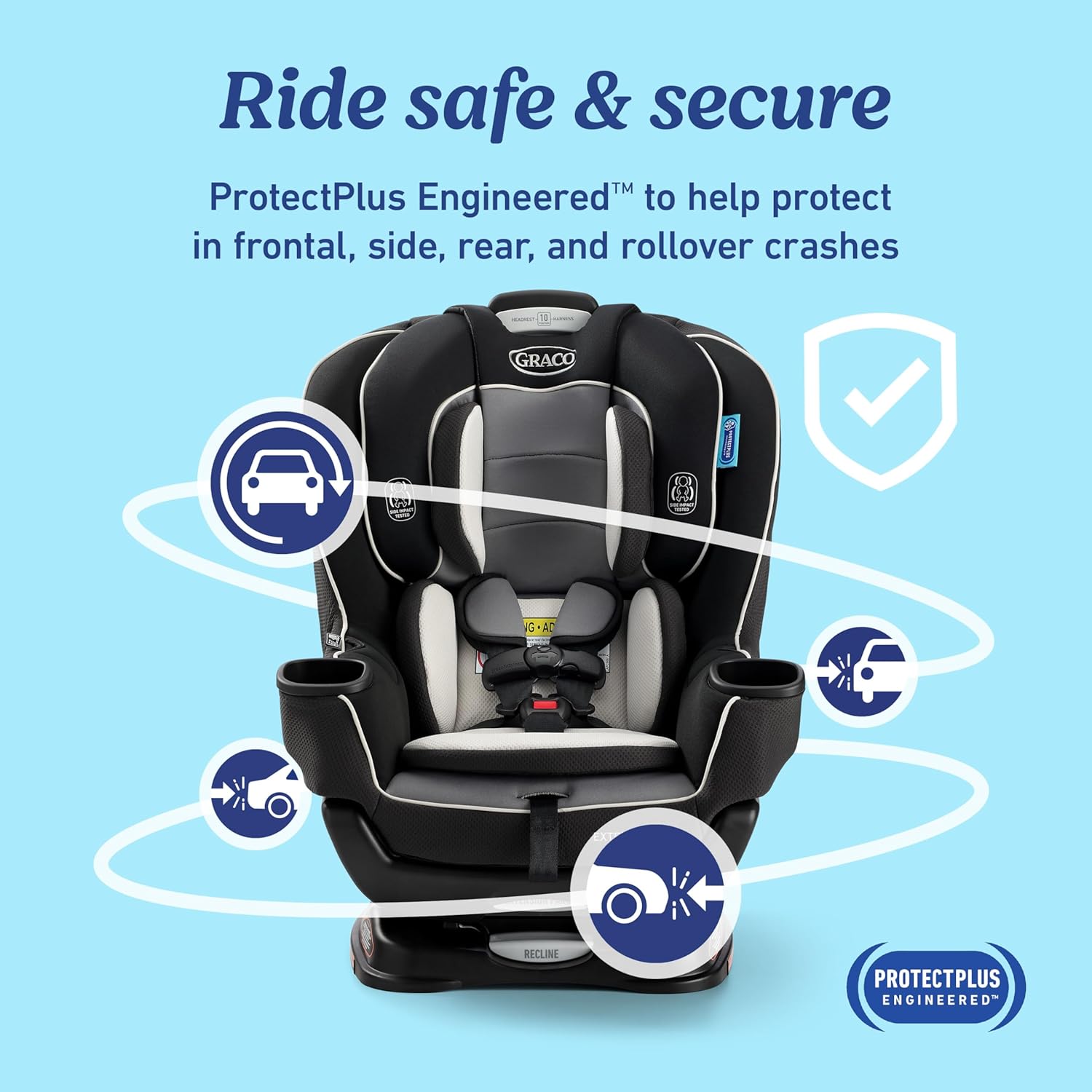 Convertible Car Seat, Rear and Forward Facing Car Seat with Adjustable Extension Panel for Extra Legroom, Great Gift for Baby Shower or Baby Registry, Gotham