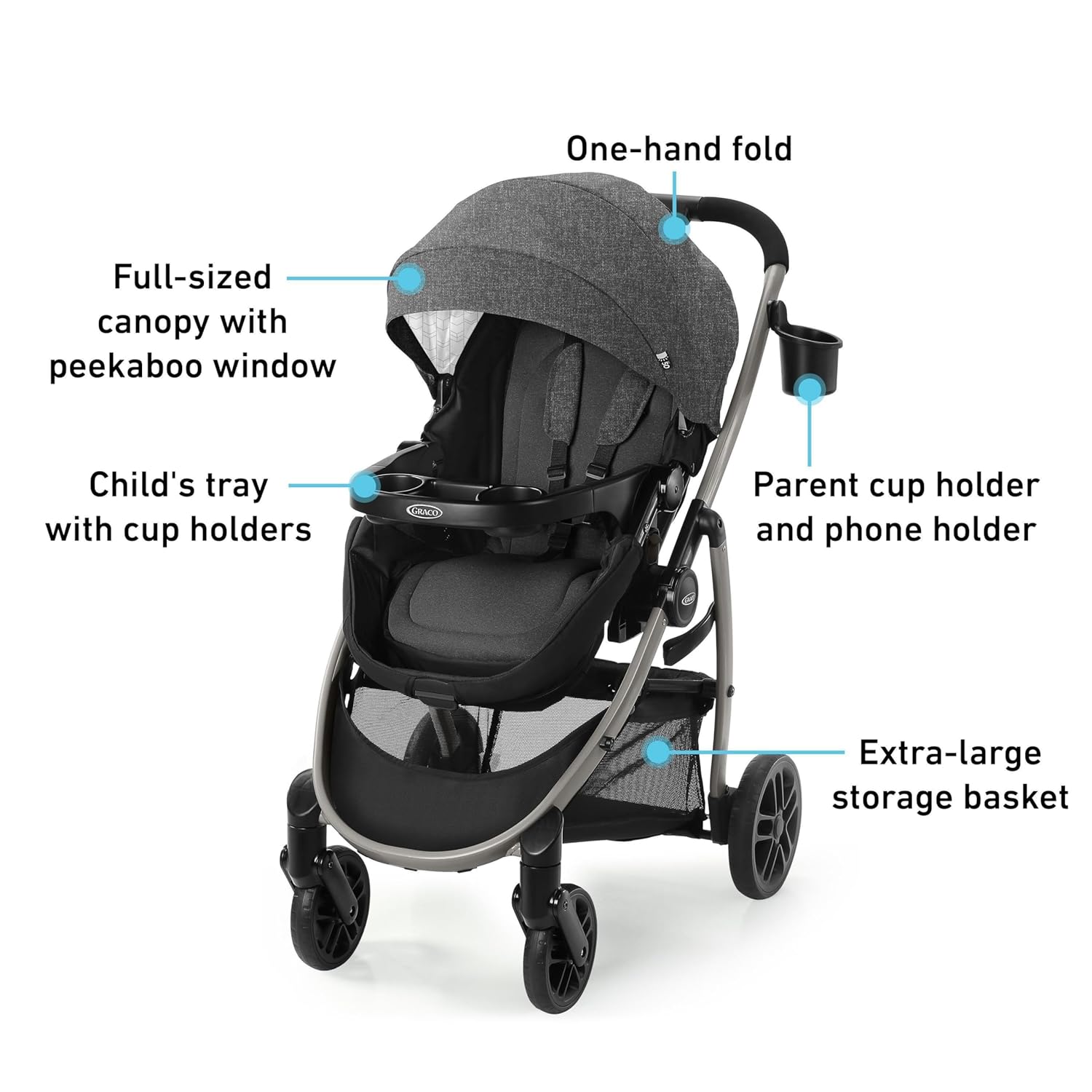 Car Seat and Stroller Combo, Includes SnugRide LX Infant Car Seat and Baby Stroller with True Pram Mode, Reversible Seat, One Hand Fold, Extra Storage, Lilac Mod