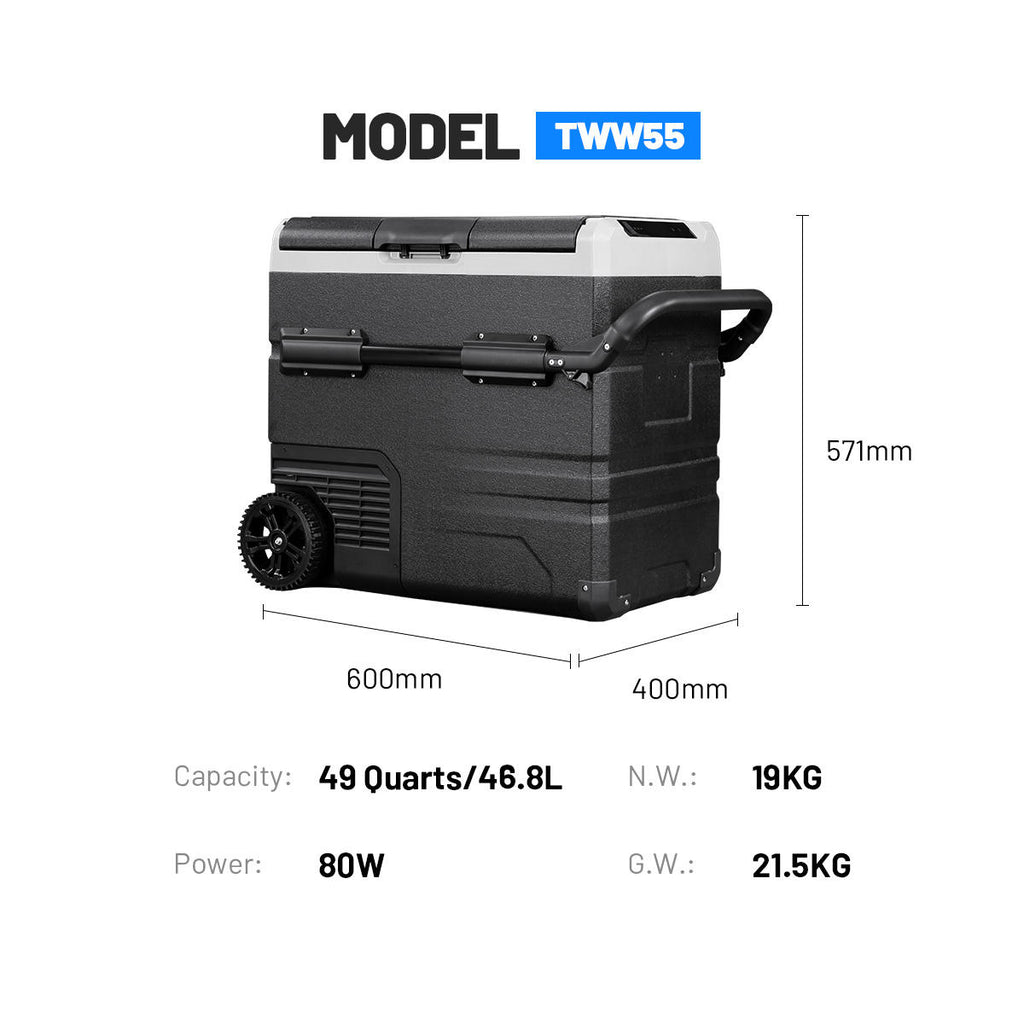 55L Battery Powered 12V Car Fridge Freezer AC DC Portable Compressor Refrigerator for Home Outdoor Camping