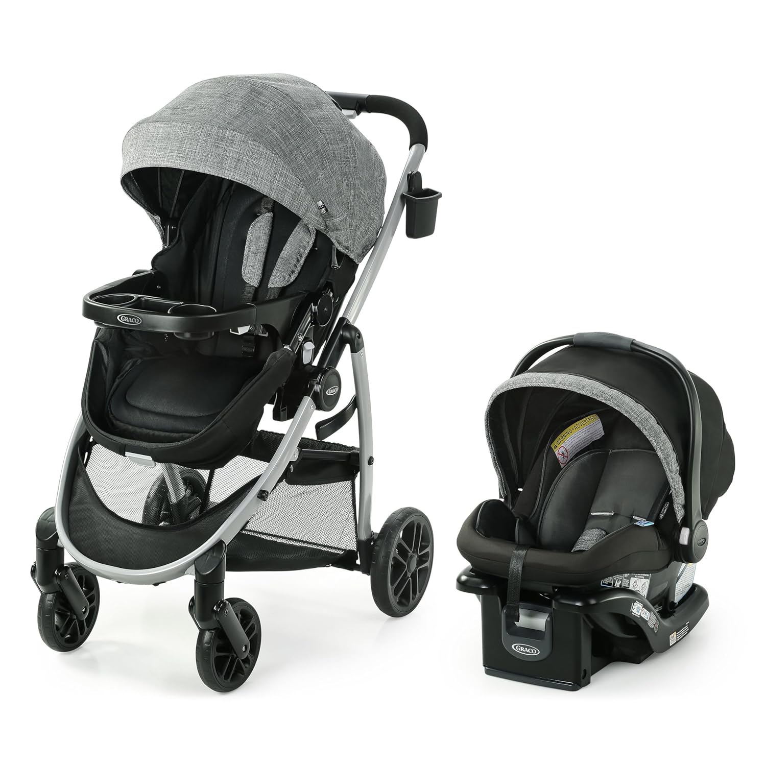 Car Seat and Stroller Combo, Includes SnugRide LX Infant Car Seat and Baby Stroller with True Pram Mode, Reversible Seat, One Hand Fold, Extra Storage, Lilac Mod